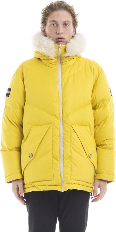 Piumini Parka reversivile con cappuccio giallo