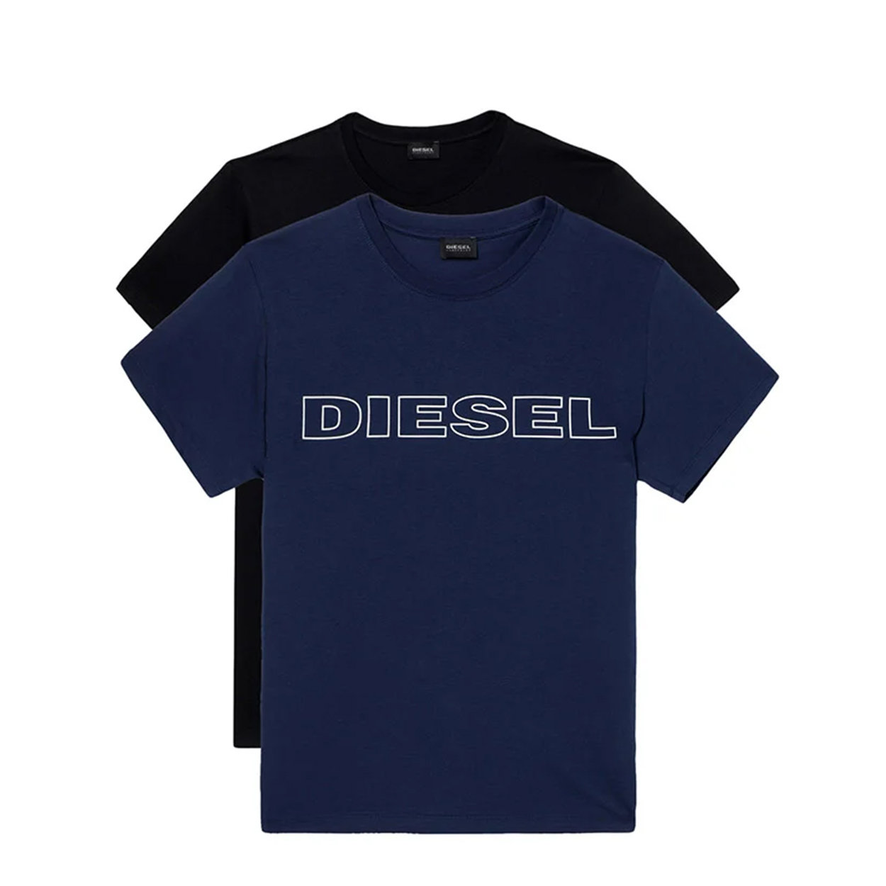 Image of Set da due T-shirt con logo profilato blu e nera