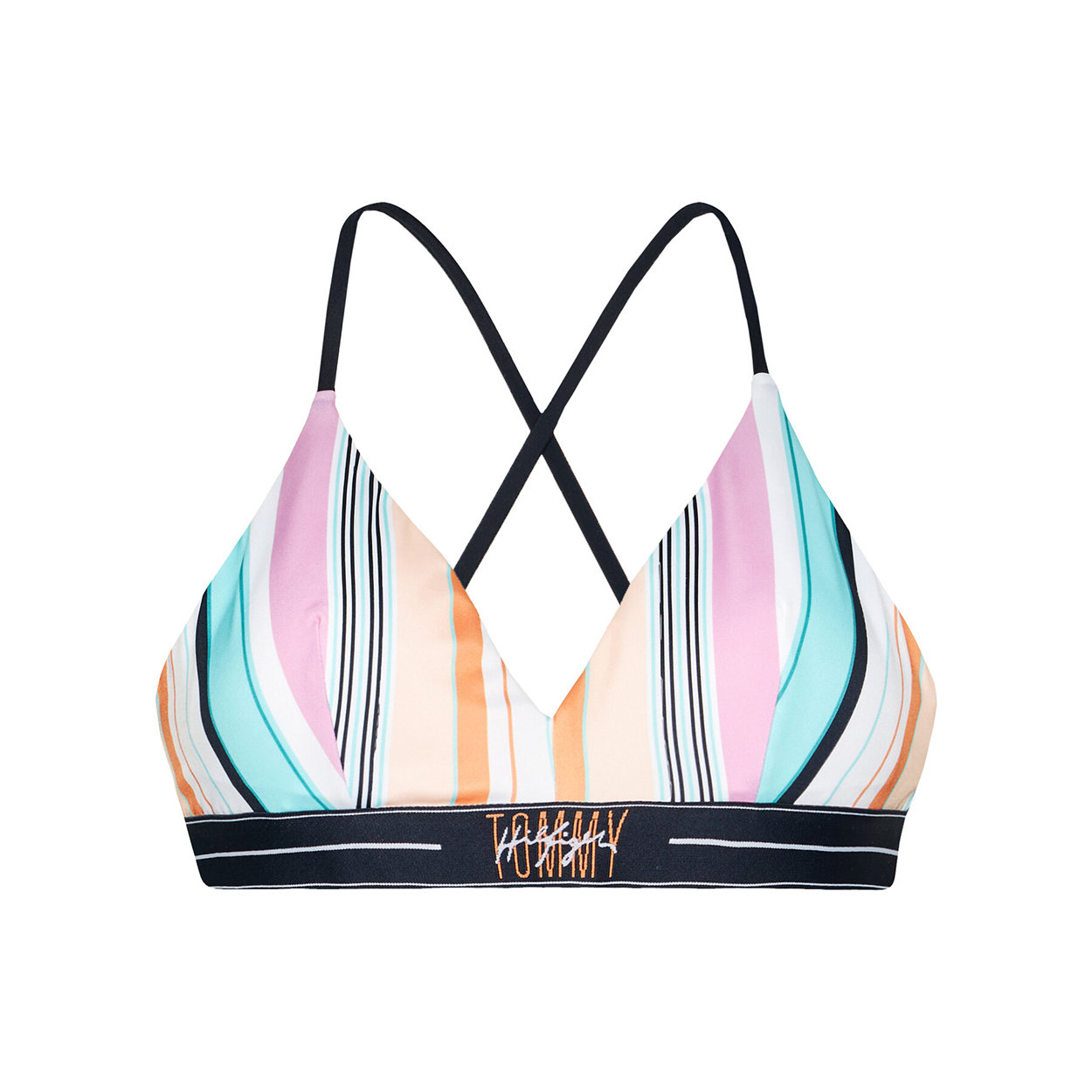 Image of Top bikini a righe multicolore