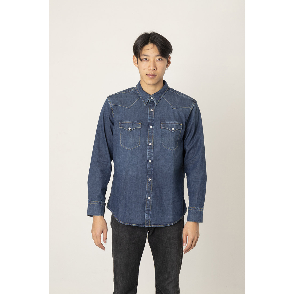 Image of Camicia Western in denim blu