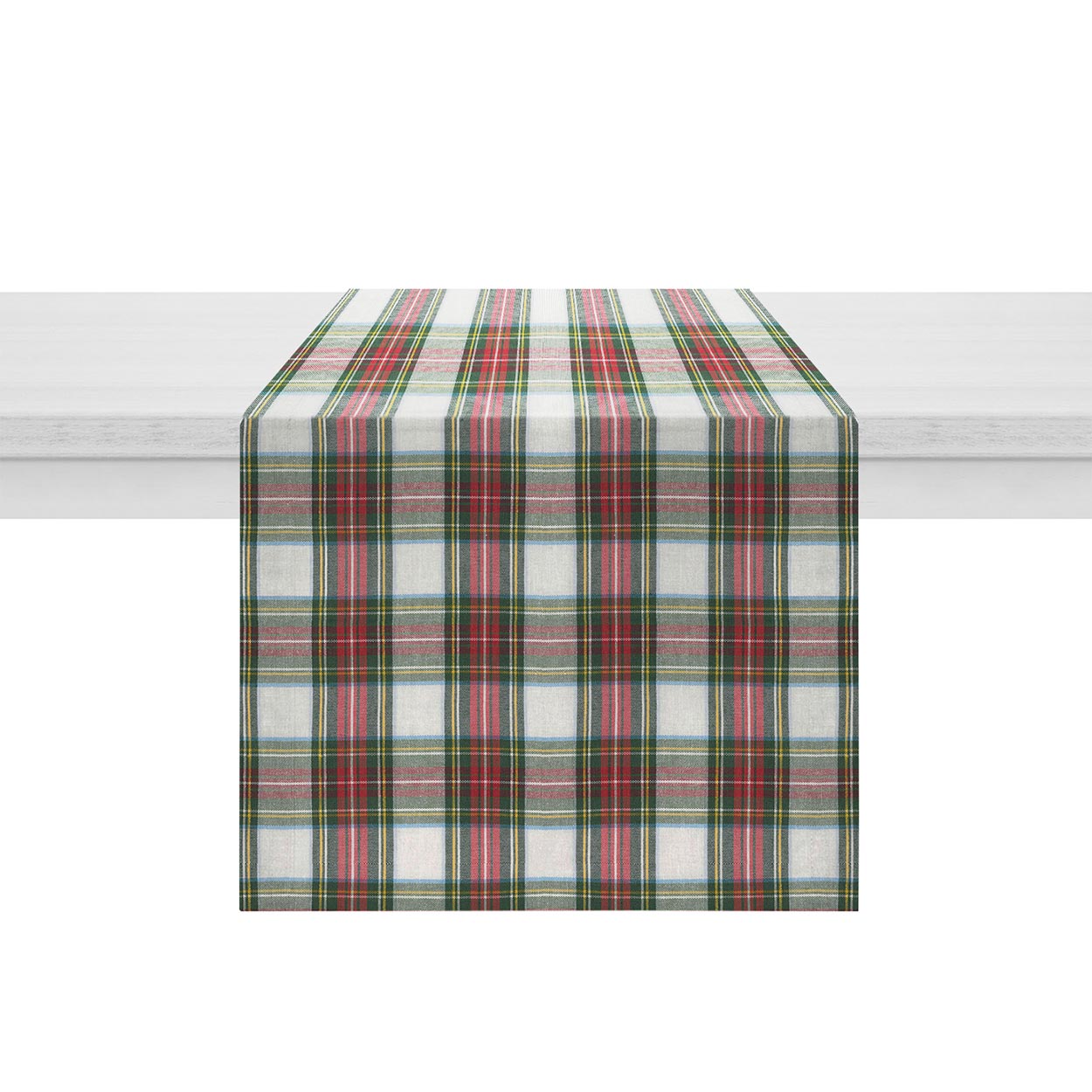 Image of Tavola Xmas Lurex, Runner 45x150 Made in Italy, plaid natalizio bianco