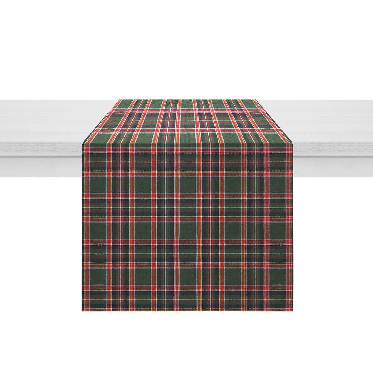 Image of Tavola Xmas Lurex, Runner 45x150 Made in Italy, plaid natalizio verde