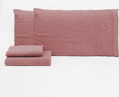 Biancheria Letto Completo letto matrimoniale Manila - no stiro, rosa antico