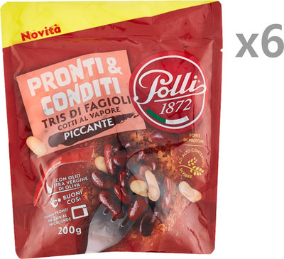 Legumi 6 sacchetti - Tris di Fagioli Piccanti 200 gr