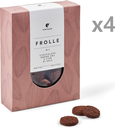 Biscotti 4 confezioni - Frolla n. 1 cioccolato grand cru e fior di sale 160 gr