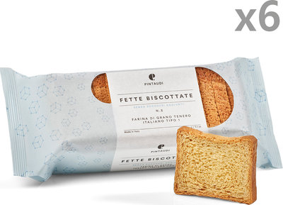 Biscotti 6 confezioni - Fette biscottate nr. 3 (senza zuccheri aggiunti ) farina di grano tenero italiano tipo 1 200 gr