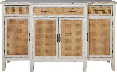 Credenze e madie Tonia - credenza 3 cassetti 4 sportelli antic white paglia vienn