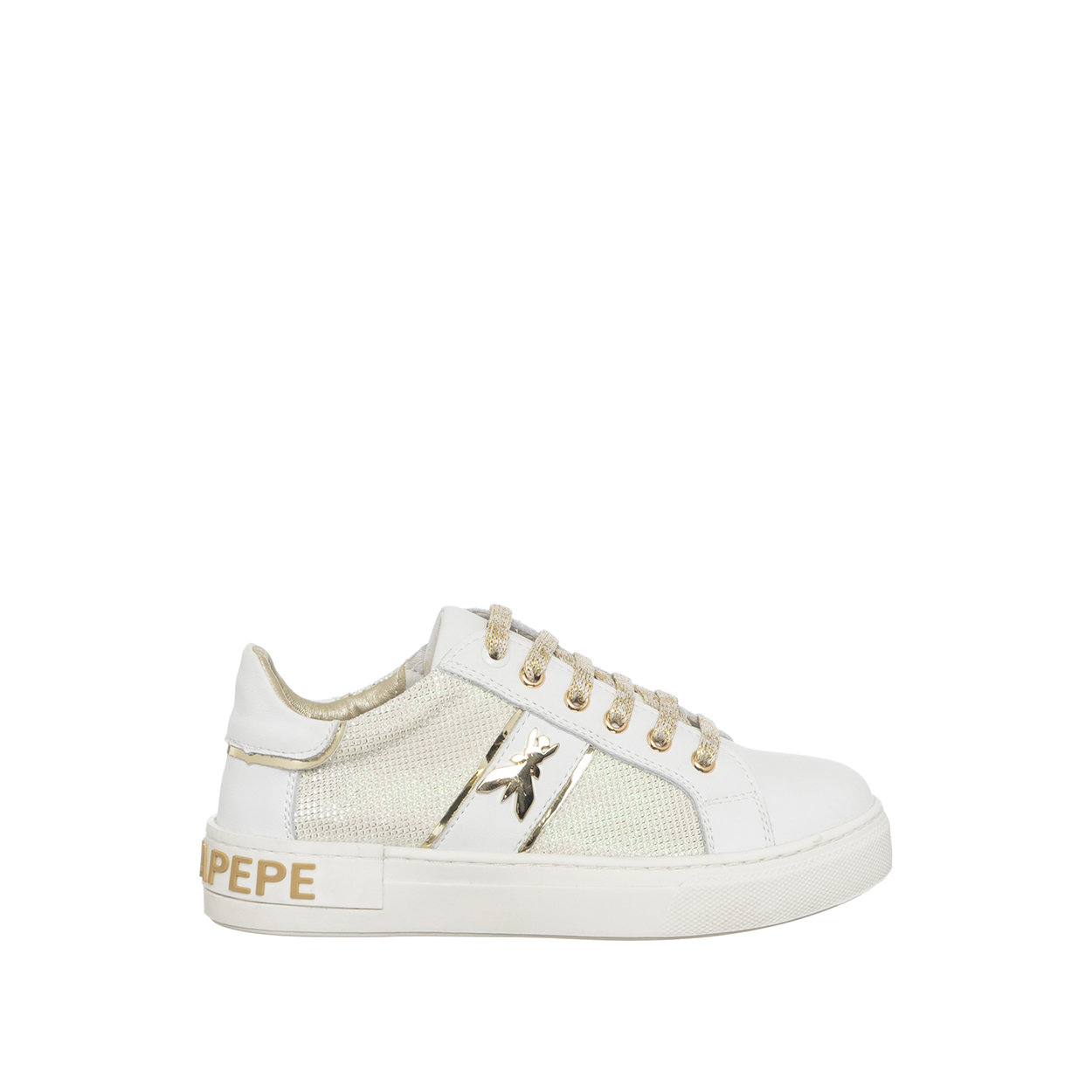 Ovyé Sneakers bianche con tallone oro glitter - Calibro Shop
