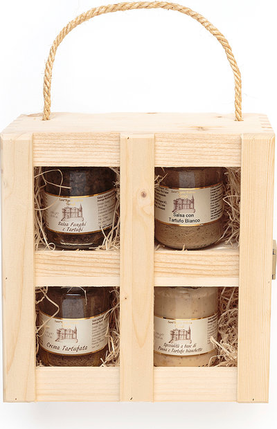 Prodotti al tartufo Box "4 Salse al Tartufo" in cassetta di legno
