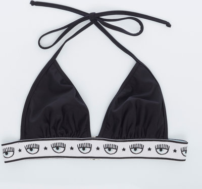 Costumi Chiara Ferragni top bikini maxi logomania nero