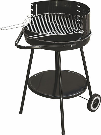 Campeggio e BBQ BBQ tondo nero con ruote 51x84,5cm