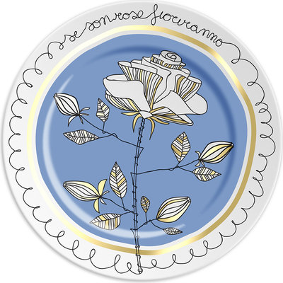 Piatti e sottopiatti Piatto in porcellana Bouquet Blue 16cm GRAZIE DEI FIORI