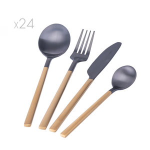 Set 24 posate black manico copper in acciaio opaco, Stylo