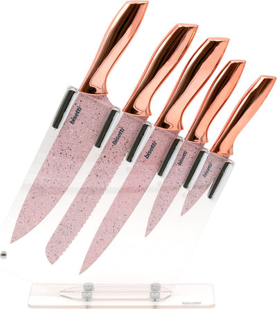 Coltelli e Taglieri Set 5 coltelli Stonerose - manici finitura oro rosa
