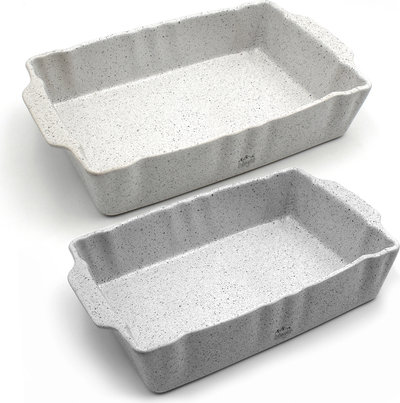 Casseruole E Pirofile Set n. 2 pirofile rettangolari (media e grande) stoneware alta resistenza Stonewhite