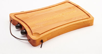 Coltelli e Taglieri Tagliere in legno di faggio, con coltello e forchettone,