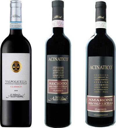 Vini rossi 3 bottiglie miste: Valpolicella Classico 2020 - Recioto 2019 - Amarone 2018