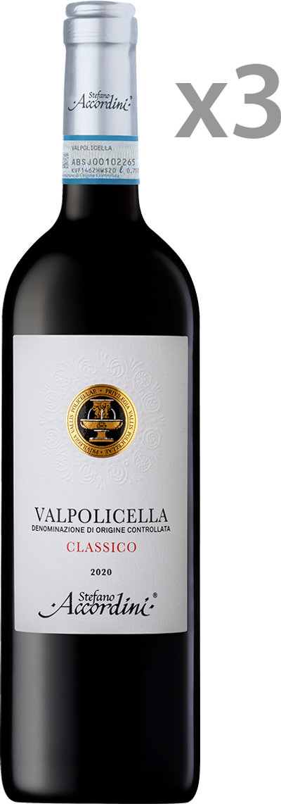 Vini rossi 3 bottiglie Valpolicella Classico DOC 2020