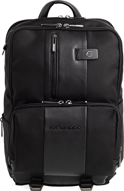 Zaini Zaino 2 comparti in tessuto e pelle porta computer e porta ipad® nero