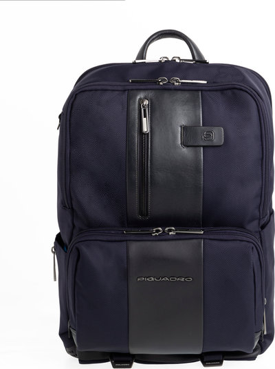 Zaini Zaino 2 comparti in tessuto e pelle porta computer e porta ipad® blu