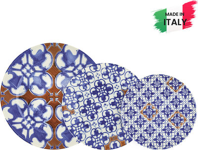 Servizi Tavola Servizio piatti ceramica sottosmalto 18 pezzi Ravello