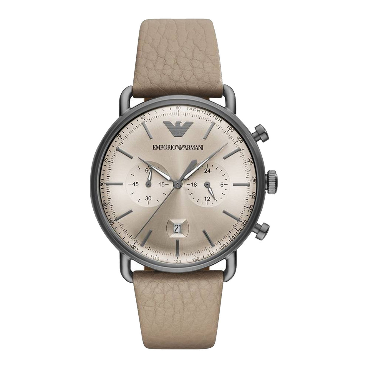 Orologio Cronografo da Polso Uomo Emporio Armani con cinturino in pelle, movimento al Quarzo Beige