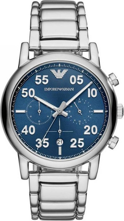 Orologi Orologio Cronografo da Polso Emporio Armani con cinturino in acciaio movimento al Quarzo Argento
