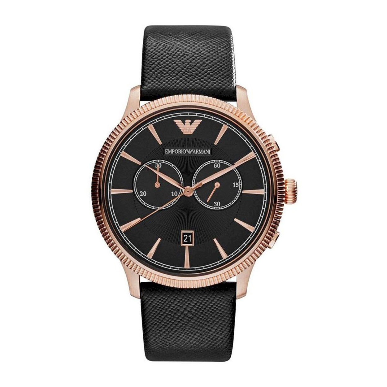 Image of Orologio Cronografo da Polso Emporio Armani con cinturino in pelle movimento al Quarzo Nero