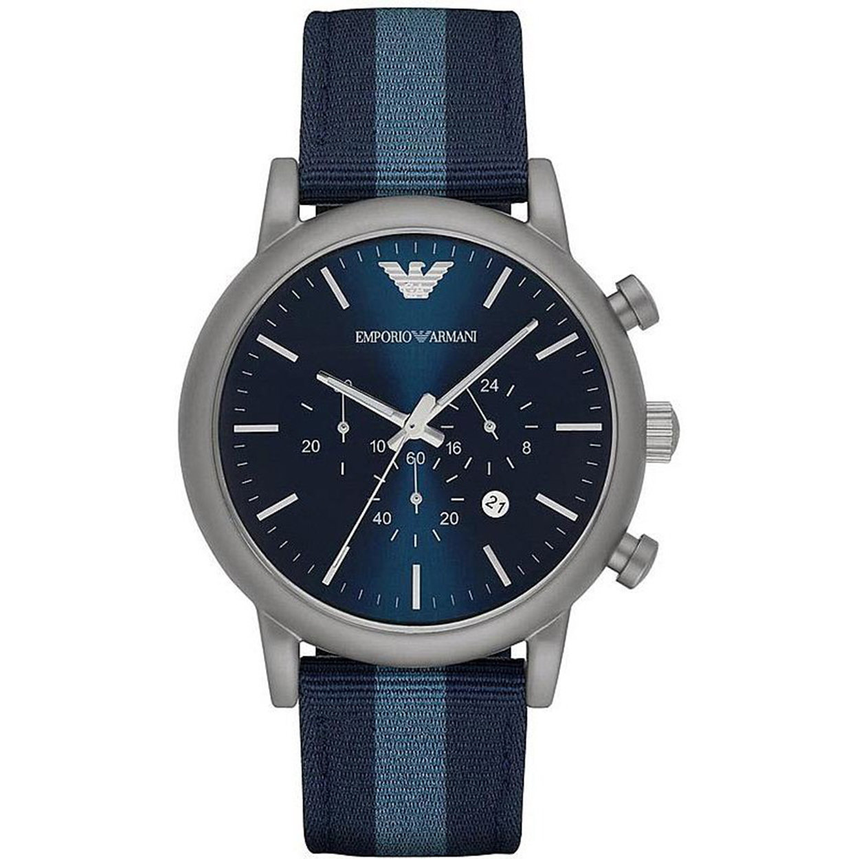 Image of Orologio Cronografo da Polso Emporio Armani con cinturino in tessuto movimento al Quarzo Blu