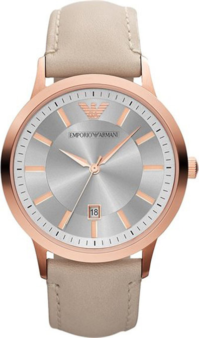 Orologi Orologio da Polso Emporio Armani con cinturino in pelle movimento al Quarzo Beige