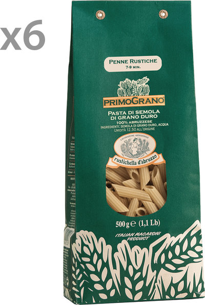 Grano Duro 6 Confezioni Penne Rustiche primograno 100% abruzzese 500 gr