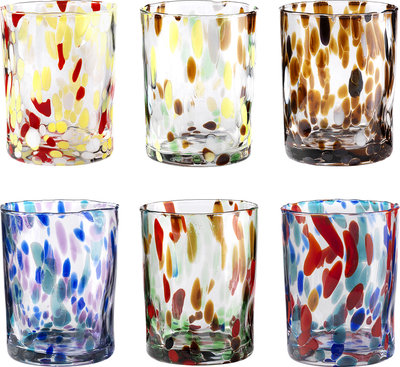 Bicchieri Set 6 pz. Banderoles bicchere acqua h.10 cm assortiti