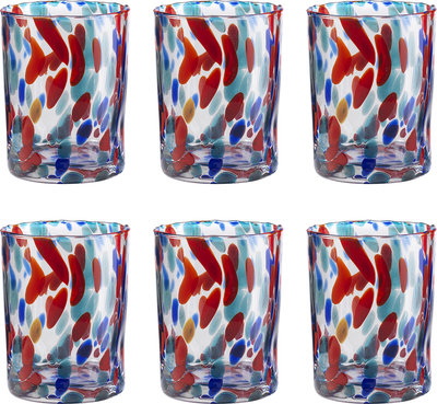 Bicchieri Set 6 pz. Banderoles bicchiere acqua h.10 cm rosso