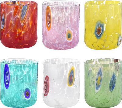 Bicchieri Set 6 pz. Murrine bicchiere liquore h.5.5 cm colori assortiti