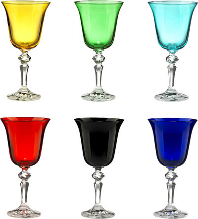 Bicchieri Set 6 pz. Zaccaria calice acqua h.18.5 cm multicolore