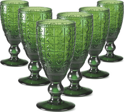 Bicchieri Set 6 pz. Casinò verde bosco calice h.17 cm