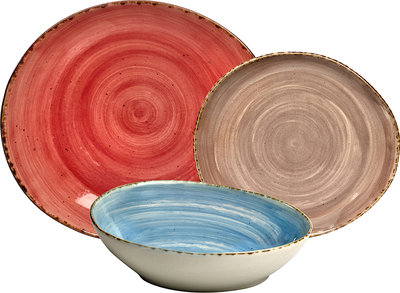Servizi Tavola Linea ALTA CUCINA - set 12 pz. rosso/azzurro/grigio