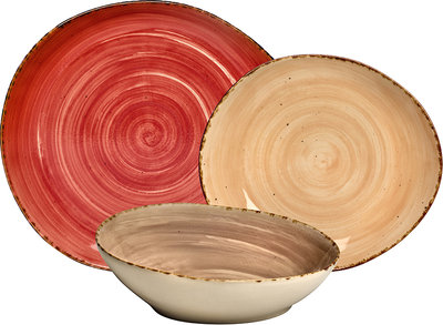 Servizi Tavola Linea ALTA CUCINA - set 12 pz. rosso/grigio/beige