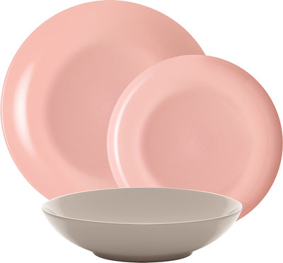 Servizi Tavola Linea Mitika - set tavola 18 Mitika, rosa/tortora/rosa