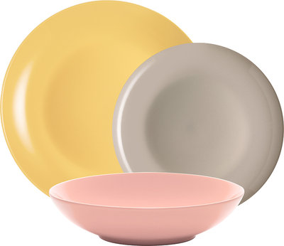 Servizi Tavola Linea Mitika - set tavola 18 Mitika, crema/rosa/tortora