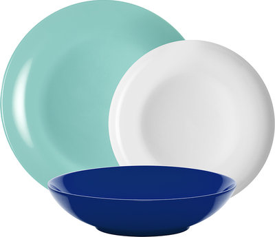 Servizi Tavola Linea Mitika - set tavola 18 Mitika, azzurro/blu/bianco
