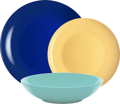 Servizi Tavola Linea Mitika - set tavola 18 Mitika, blu/ azzurro/crema