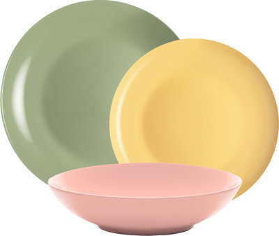 Servizi Tavola Linea Mitika - set tavola 18 Mitika , verde salvia, rosa, crema