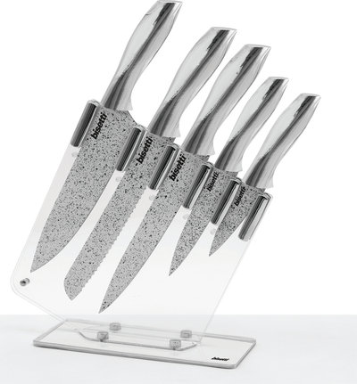 Coltelli e Taglieri Set 5 coltelli "StoneWhite" - manici finitura argento