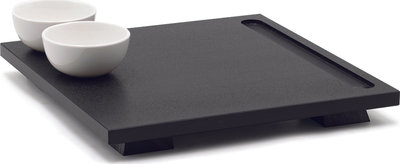 Coltelli e Taglieri Tagliere Sushi nero n.2 ciotole bianche e 2 bacchette incluese
