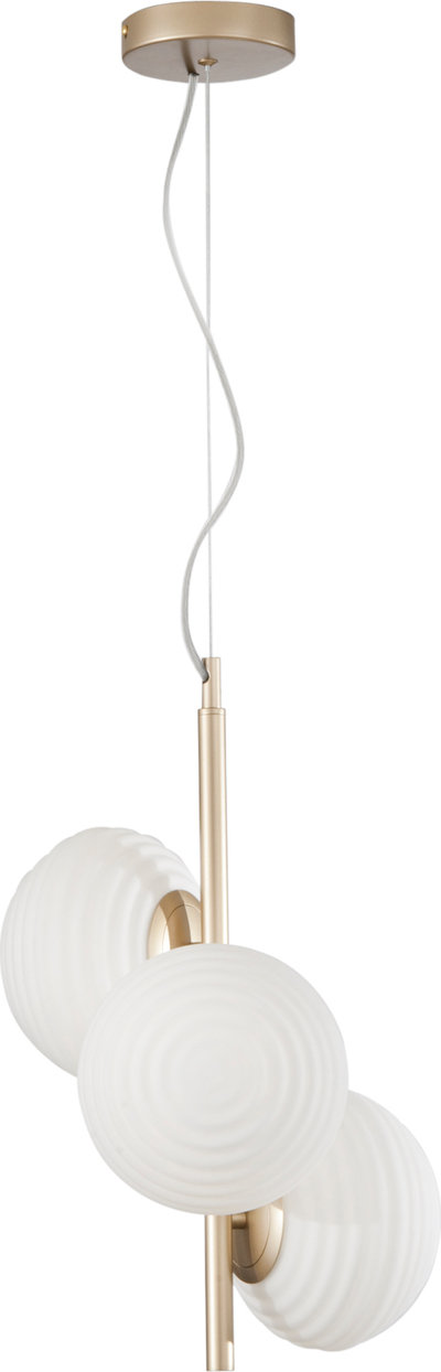 Lampade a sospensione Sospensione Ripple in Metallo Oro Con Tre Diffusori in Vetro 165x32,5 .