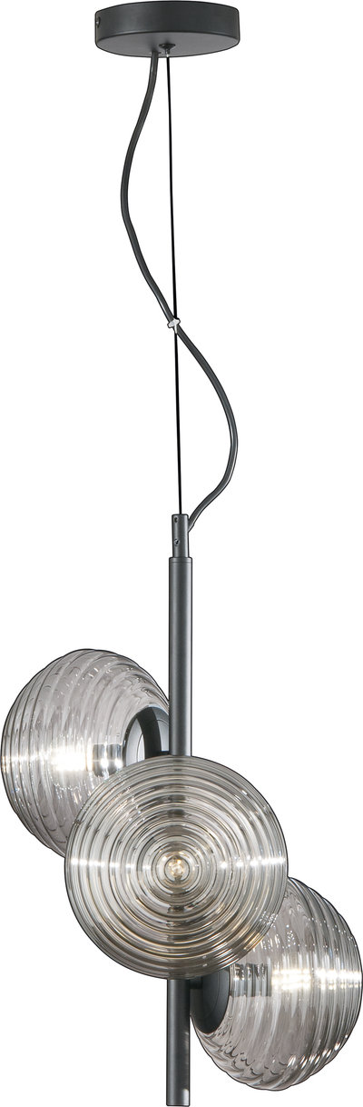 Lampade a sospensione Sospensione Ripple in Metallo Nero Con Tre Diffusori in Vetro 165x32,5 .