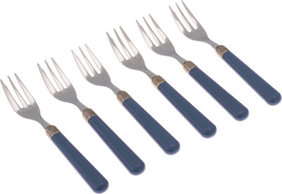 Set 6 pezzi forchettine dolce linea OSTERIA, blu pavone