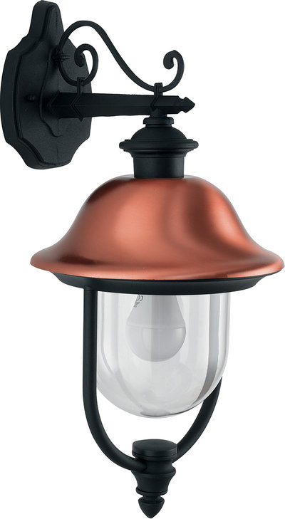 Applique Per Esterno Venezia Nera e Rame Con Inazione Verso il Basso (1xe27) Ip44