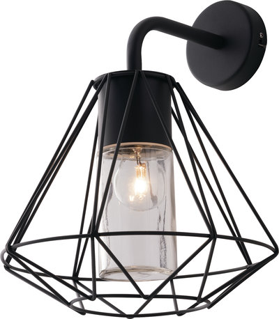 Lampade da parete Applique da Estermandala Nero in Metallo e Vetro 1xe27 Ip44 .
